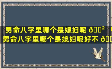 男命八字里哪个是媳妇呢 🌲 「男命八字里哪个是媳妇呢好不 🌷 好」